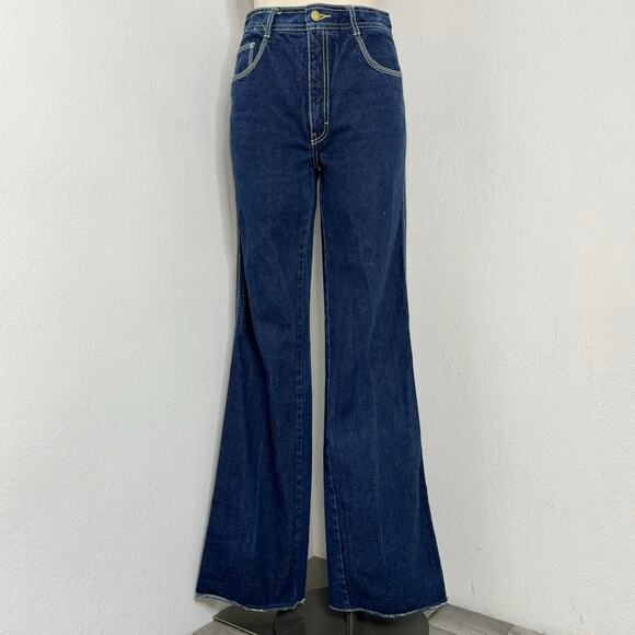 Vintage Denim - 29X34.5 Vintage 80s 90s Alessio Jeans Flare Long Western Dark Wash